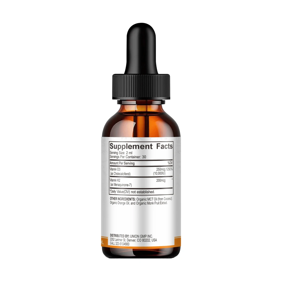 Vitamin D3+K2 Oral Liquid Drops | 10,000IU D3 & K2 MK-7 | 100% Vegan Sunshine Vitamin for Bone Heart & Immune Support 60mL