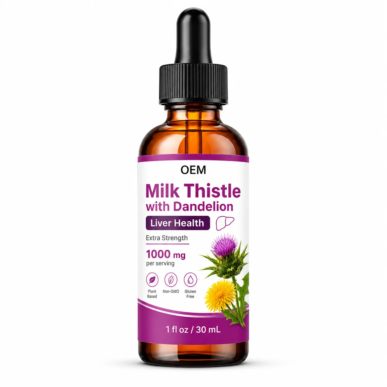 Biohacking Liver Support Drops OEM Milk Thistle Dandelion Root Liquid White Label High Absorption Professional Bulk Supply