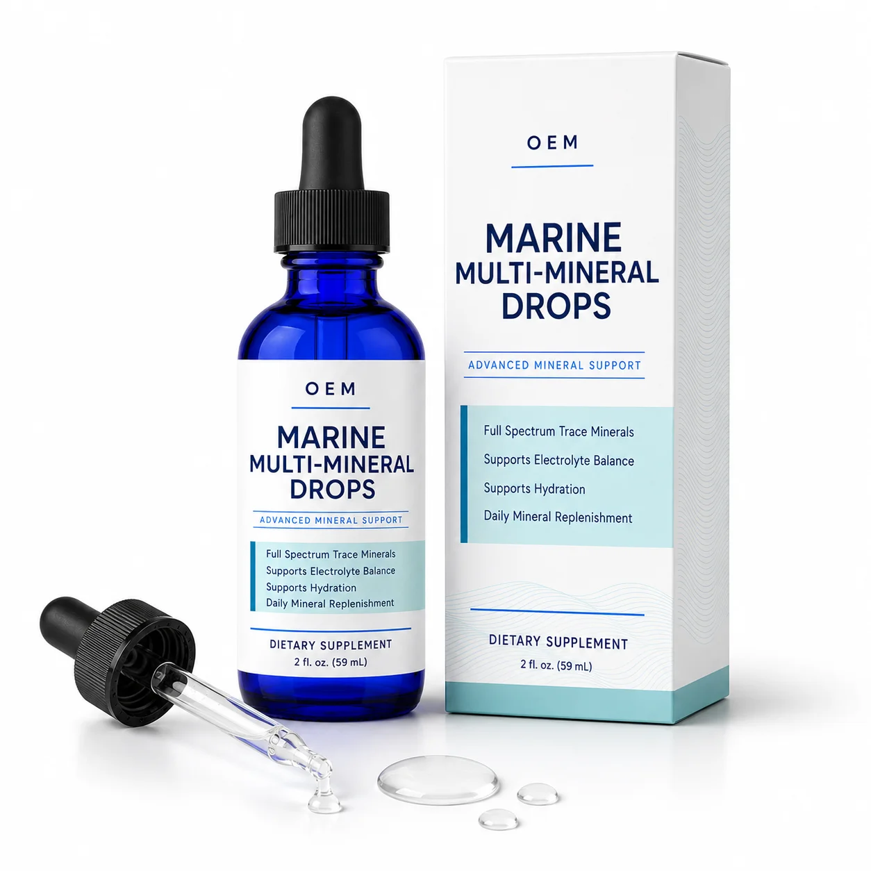 Marine Mineral Electrolyte Drops with Ionic Trace Minerals Magnesium Potassium Sodium for Wellness Product Bundles and Programs