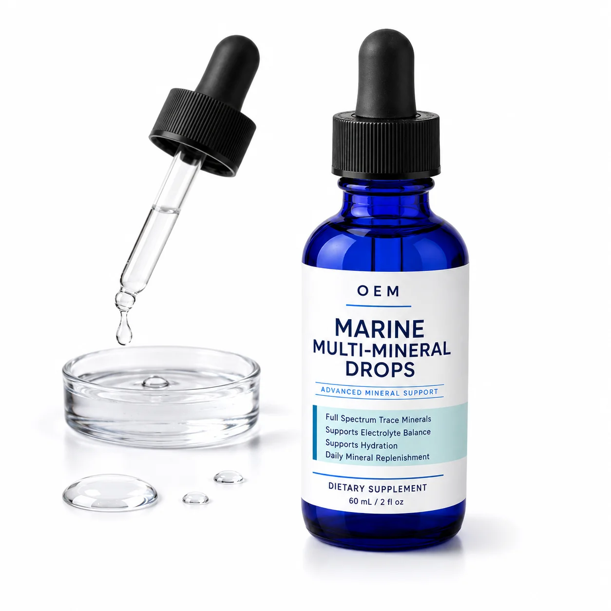 Daily Mineral Replenishment Liquid Drops with Magnesium Potassium Sodium Chloride and Trace Minerals for Active Wellness Support