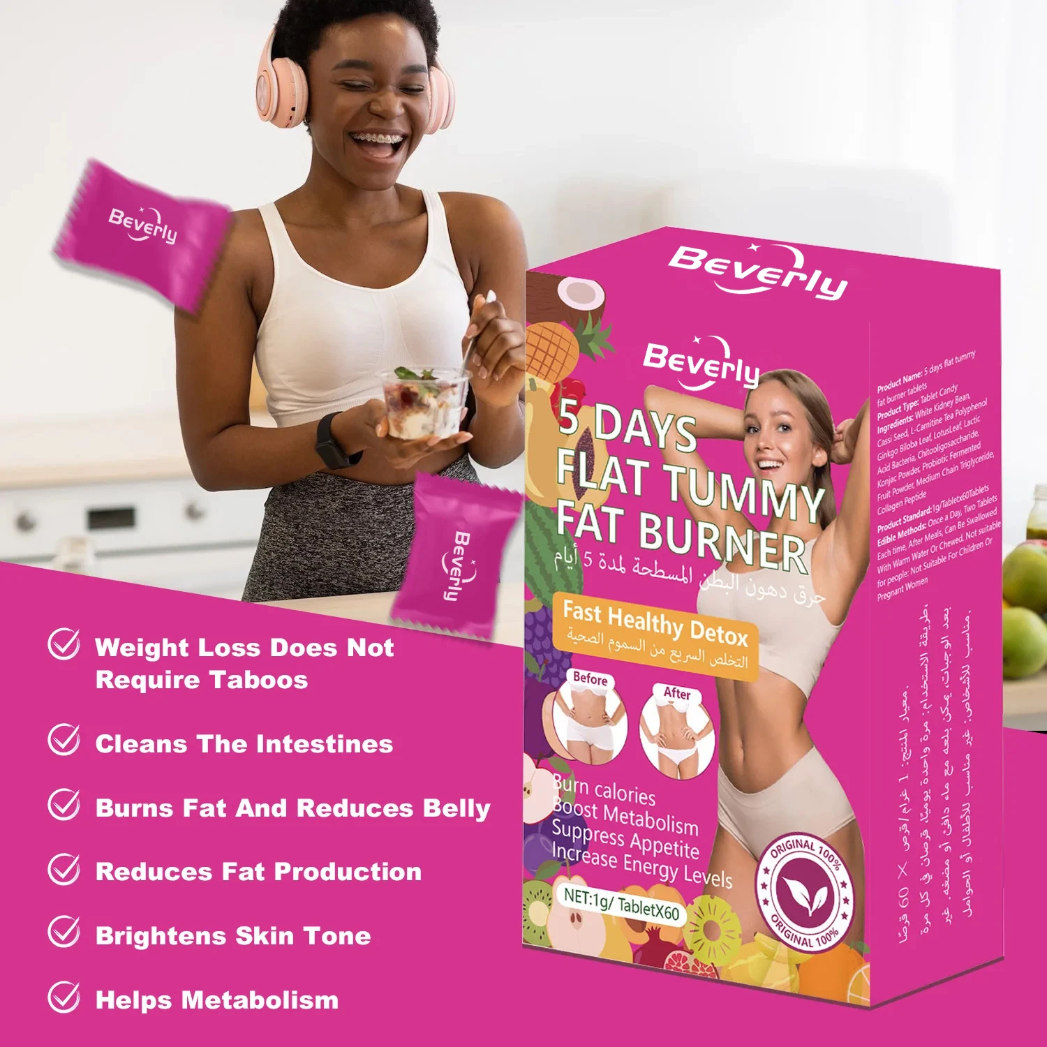 Perseek OEM Label Adult Herbal Supplements for Weight Loss Slimming Tablets with Detox Body Shaping