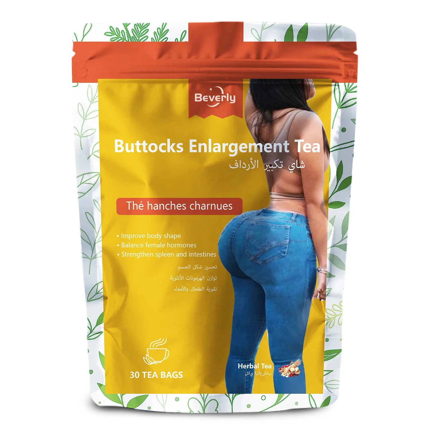 Custom Private Label Hip up Tea | Butt Enlargement Firming Herbal Powder 30 Counts Adult Wholesale