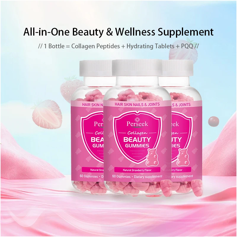 Perseek Beauty Vegan Collagen Gummy Candy for Hair Skin Nails Whitening Adult Supplement Certified