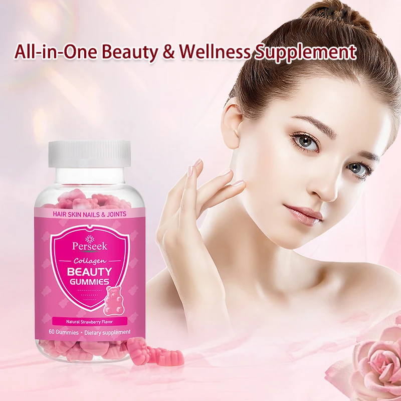 Perseek Beauty Vegan Collagen Gummy Candy for Hair Skin Nails Whitening Adult Supplement Certified