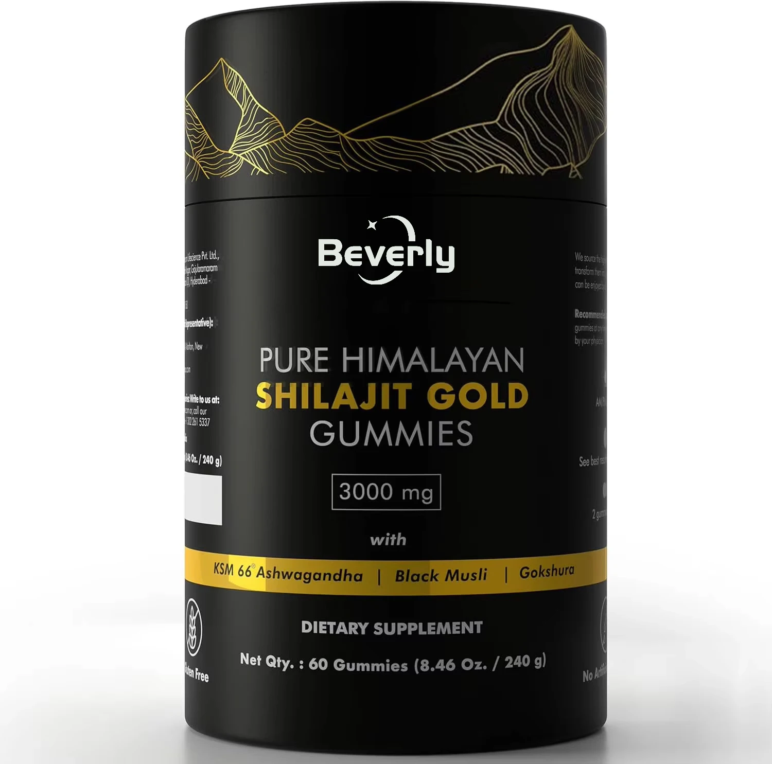 Non-GMO Himalayan Shilajit Gold Gummies Natural Energy Booster Immune Support Brain Health Muscle Growth Adult 60 Halal
