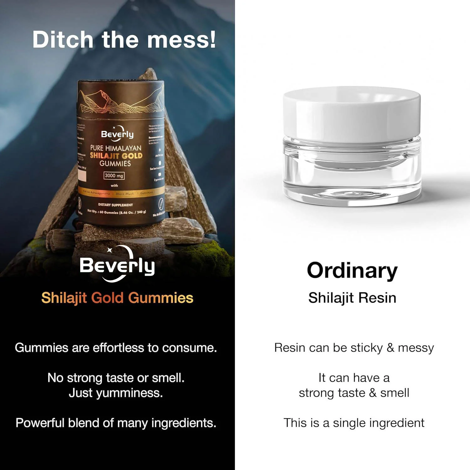 Non-GMO Himalayan Shilajit Gold Gummies Natural Energy Booster Immune Support Brain Health Muscle Growth Adult 60 Halal