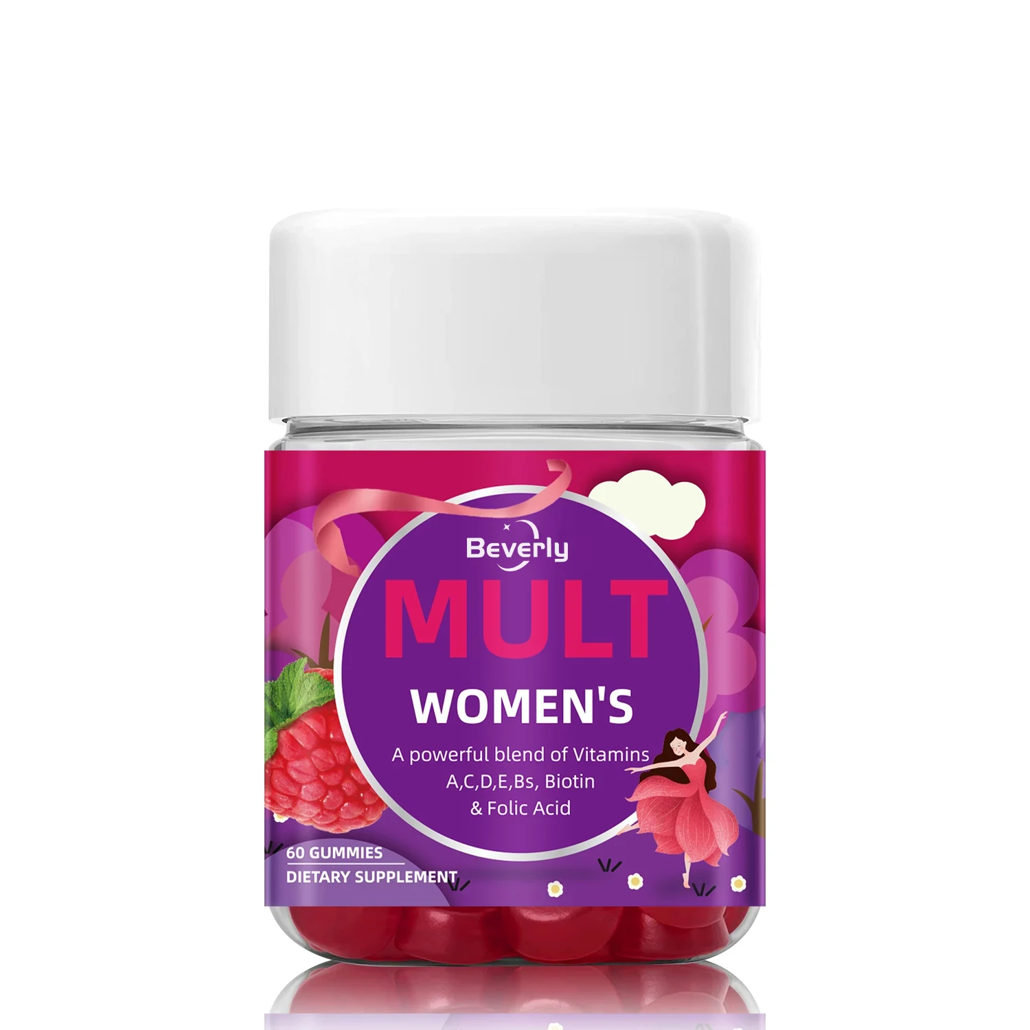 Women's & Teenagers Daily Multivitamin Gummies-Vitamin a C D E Folic Acid Biotin Nutrition Supplement for Improved Immunity