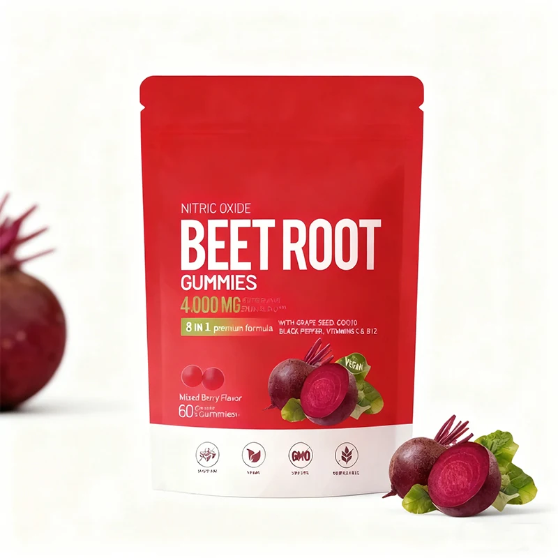 Factory Supply Adult Beet Root Gummies with CoQ10 | Heart Energy & Immune Support | Chewable Vitamin Supplement 2 Gummies Daily