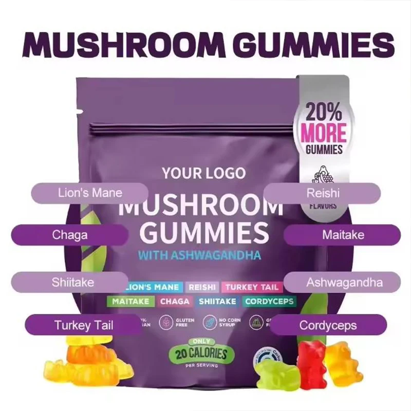Perseek Adult Lion's Mane Mushroom Gummies 80 Count Energy-Boosting OEM Functional Gel Candy ISO 9001/HACCP Certified 2 Year