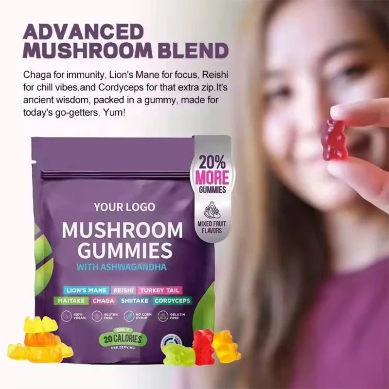 Perseek Adult Lion's Mane Mushroom Gummies 80 Count Energy-Boosting OEM Functional Gel Candy ISO 9001/HACCP Certified 2 Year