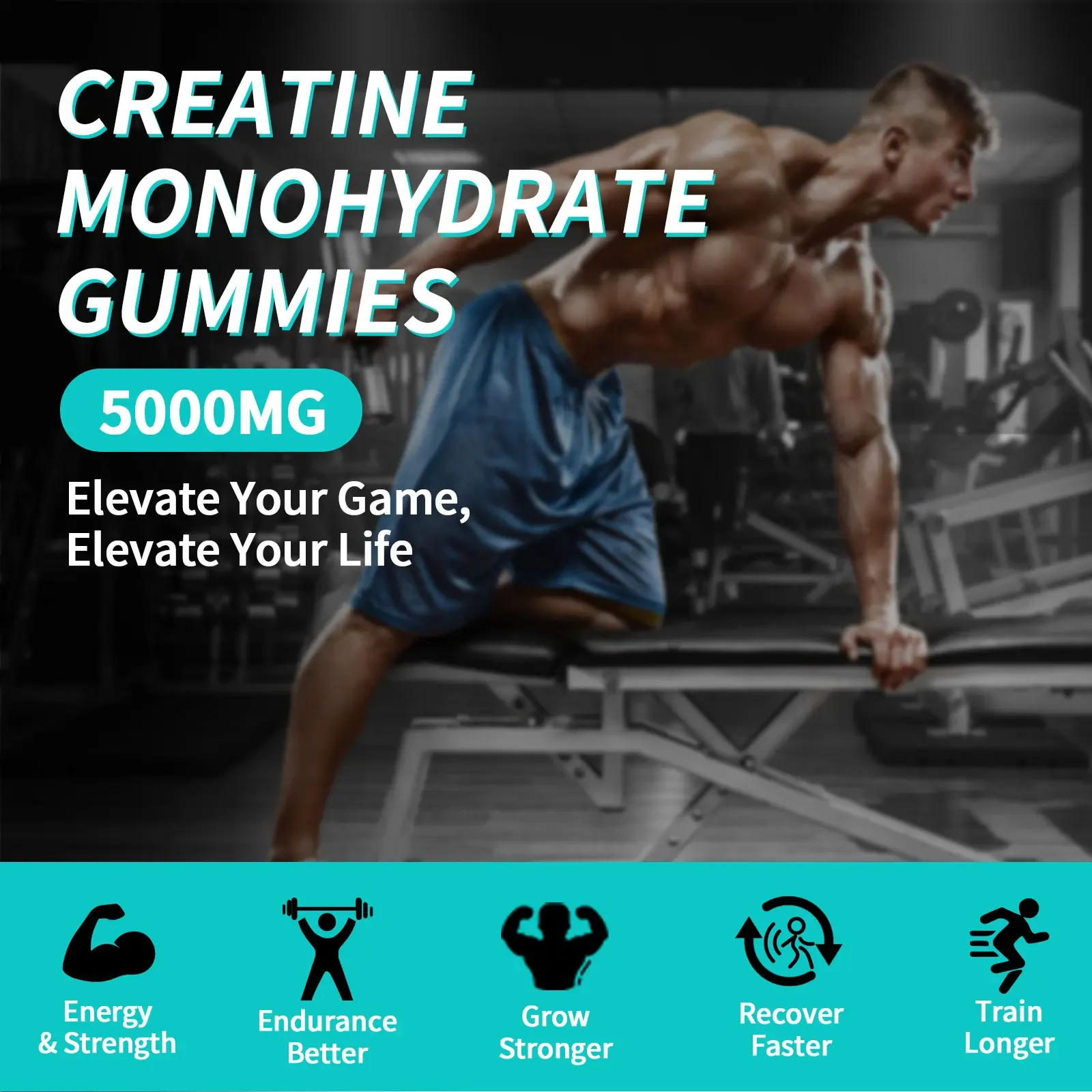 Creatine Monohydrate Gummies 5000mg for Adults Chewable Muscle Strength & Energy Management 120 Count