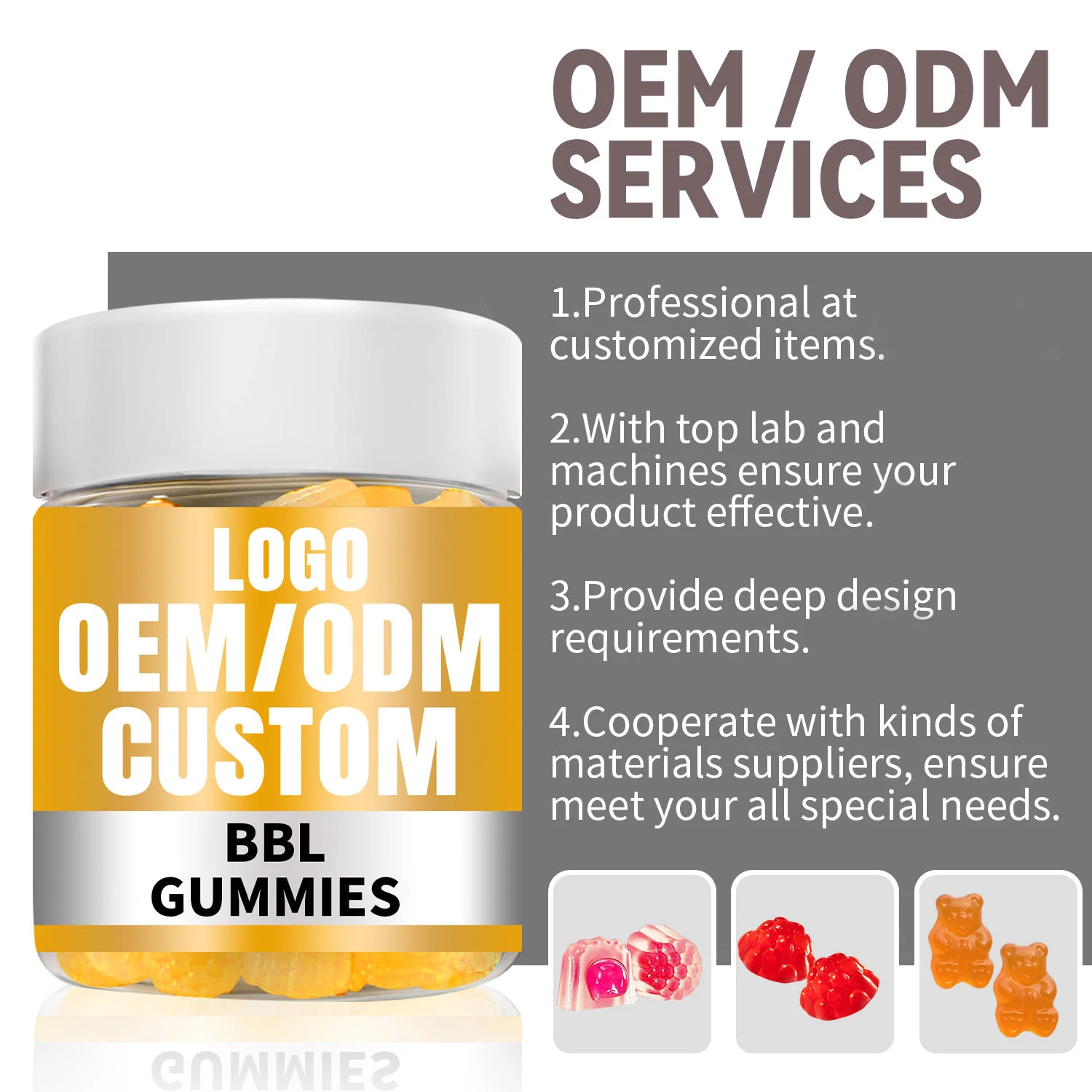 Factory Supply Custom Adult Herbal Beauty Gummies OEM/ODM Manufacturer Immune Heart Health Energy Management Support 60-count