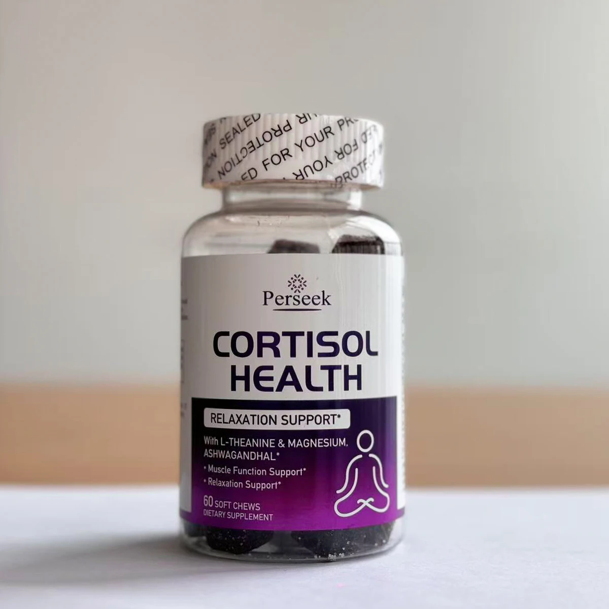 Natural Relaxation Support Gummies with L-Theanine & Ashwagandha | Calm & Stress Relief Cortisol Health Supplement