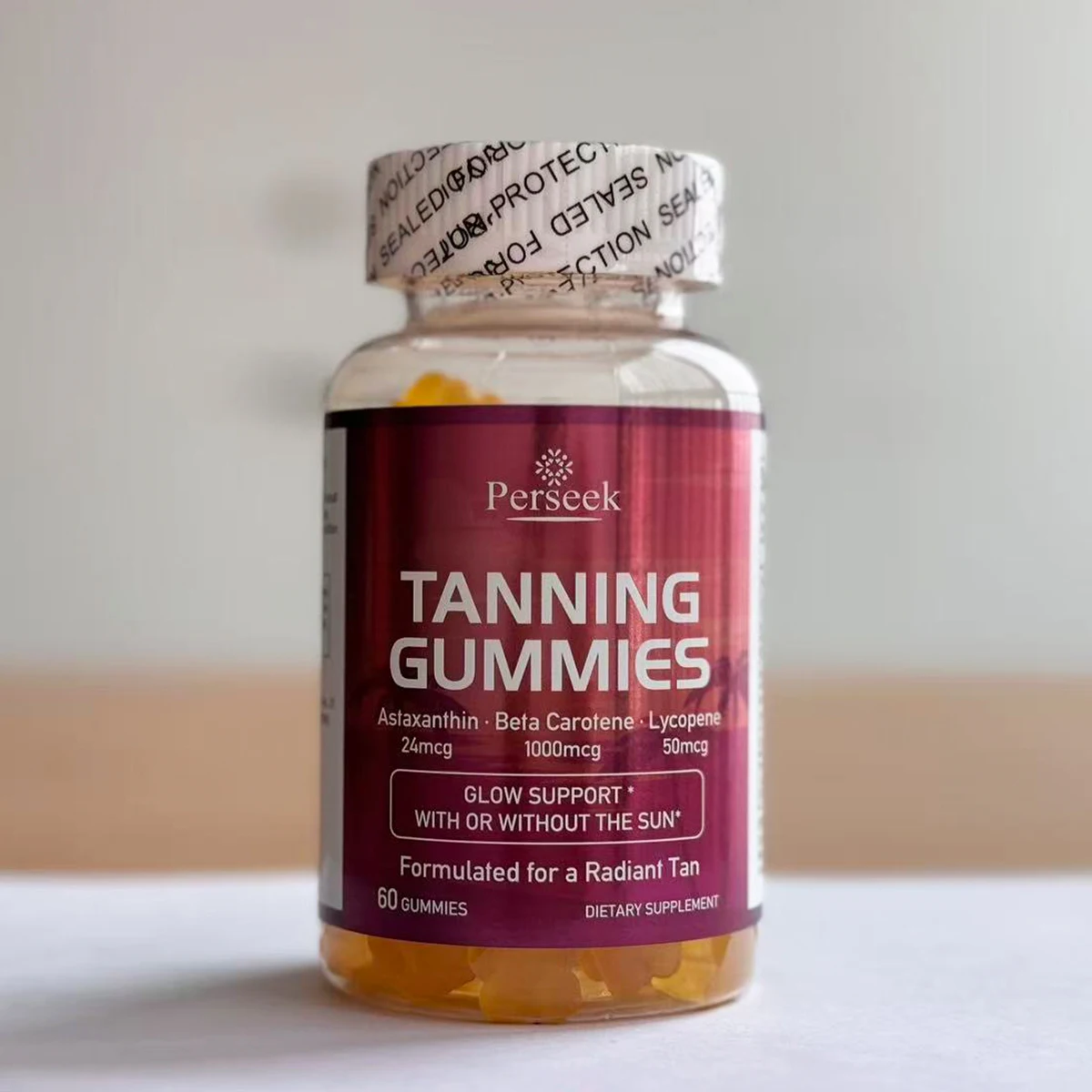 Sunless Tanning Gummies with Beta Carotene & Astaxanthin - Natural Sun-Kissed Glow & Tan Support, No UV Exposure Needed
