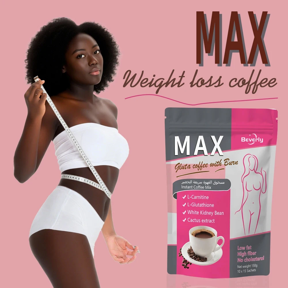 Custom logo Label Max Body Shaping Coffee Herbal Supplement Slimming Support Energy Firming L-Carnitine Glutathione