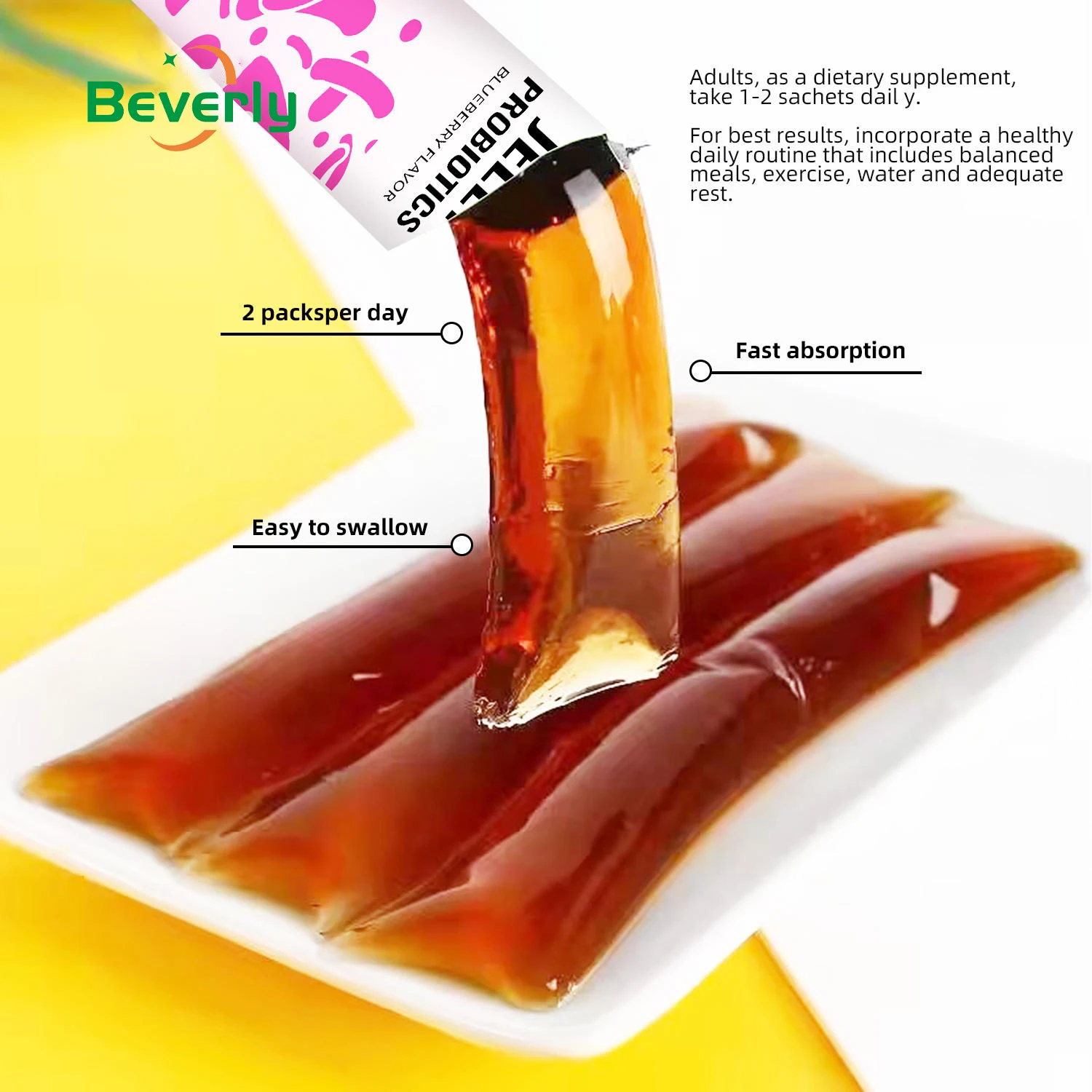 Custom Probiotic Jelly Sachet | Antioxidant Beauty Supplement for Adults | Daily Gut Immune Support | OEM/ODM Manufacturer |