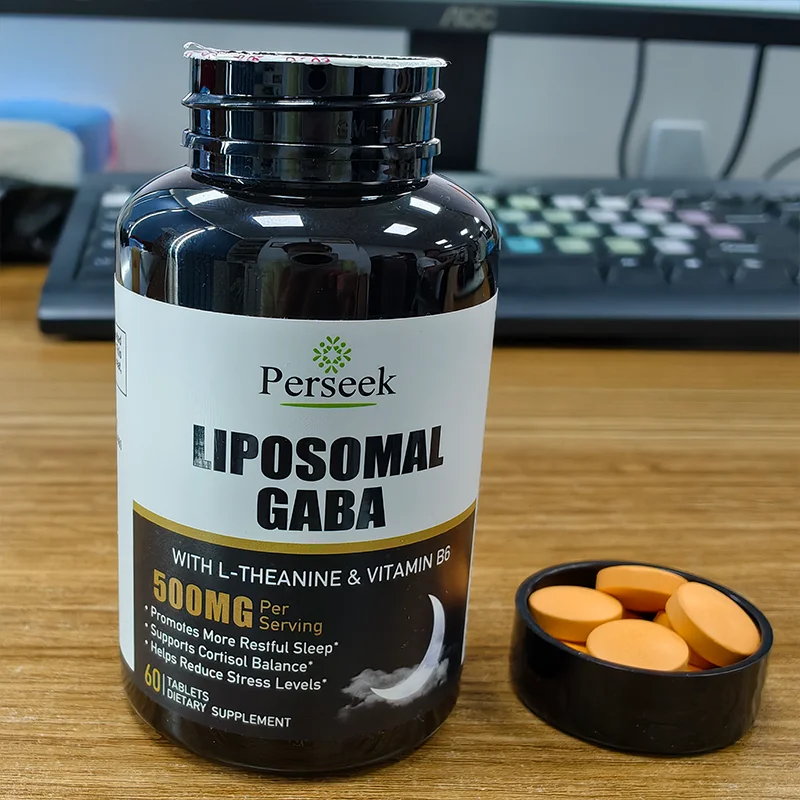 Perseek OEM Private Label GABA L-Theanine 500mg Tablets Sleep Energy Supplements Non-GMO ISO9001/HACCP Certified 60-count