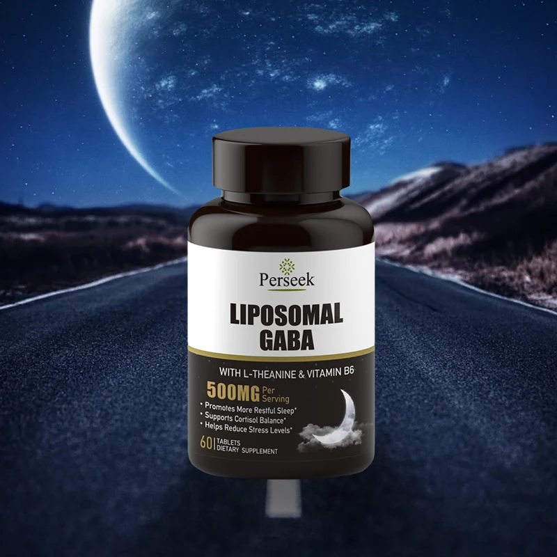 Perseek OEM Private Label GABA L-Theanine 500mg Tablets Sleep Energy Supplements Non-GMO ISO9001/HACCP Certified 60-count