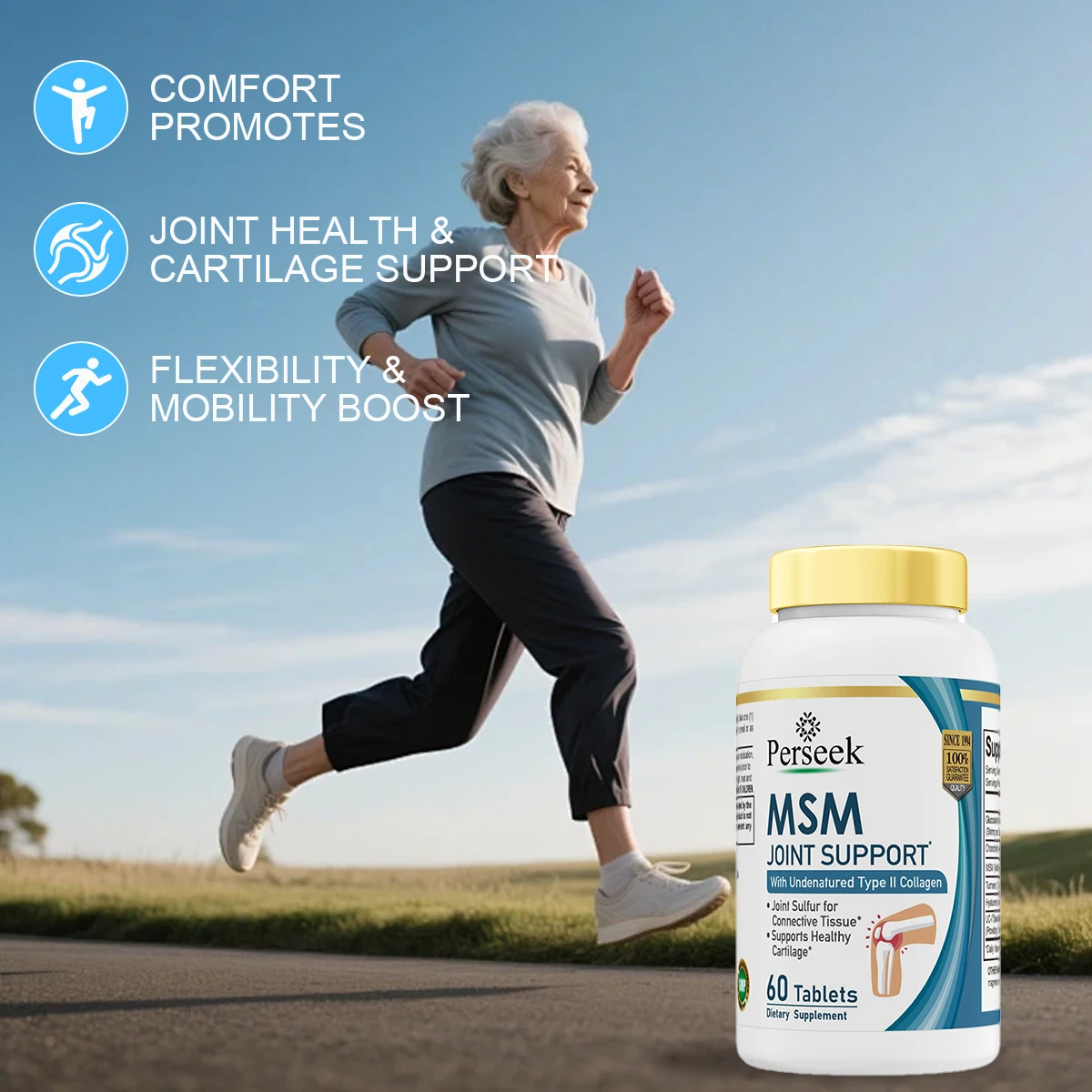 Perseek Private Label Glucosamine MSM Chondroitin Sulfate Joint Supplements Tablets for Adults Not for Teenagers Pregnant Women