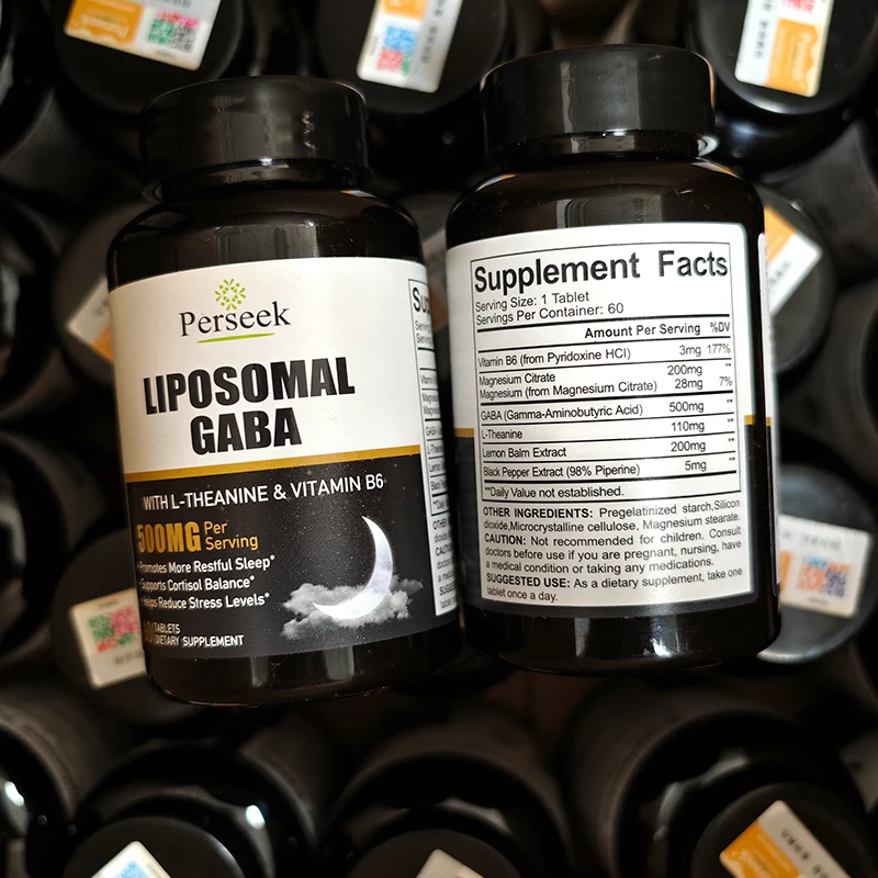 Perseek Natural Sleep Aids Supplement L-Theanine 110mg GABA 500mg Magnesium Citrate Tablets Adults/Middle-Aged Elderly-Memory