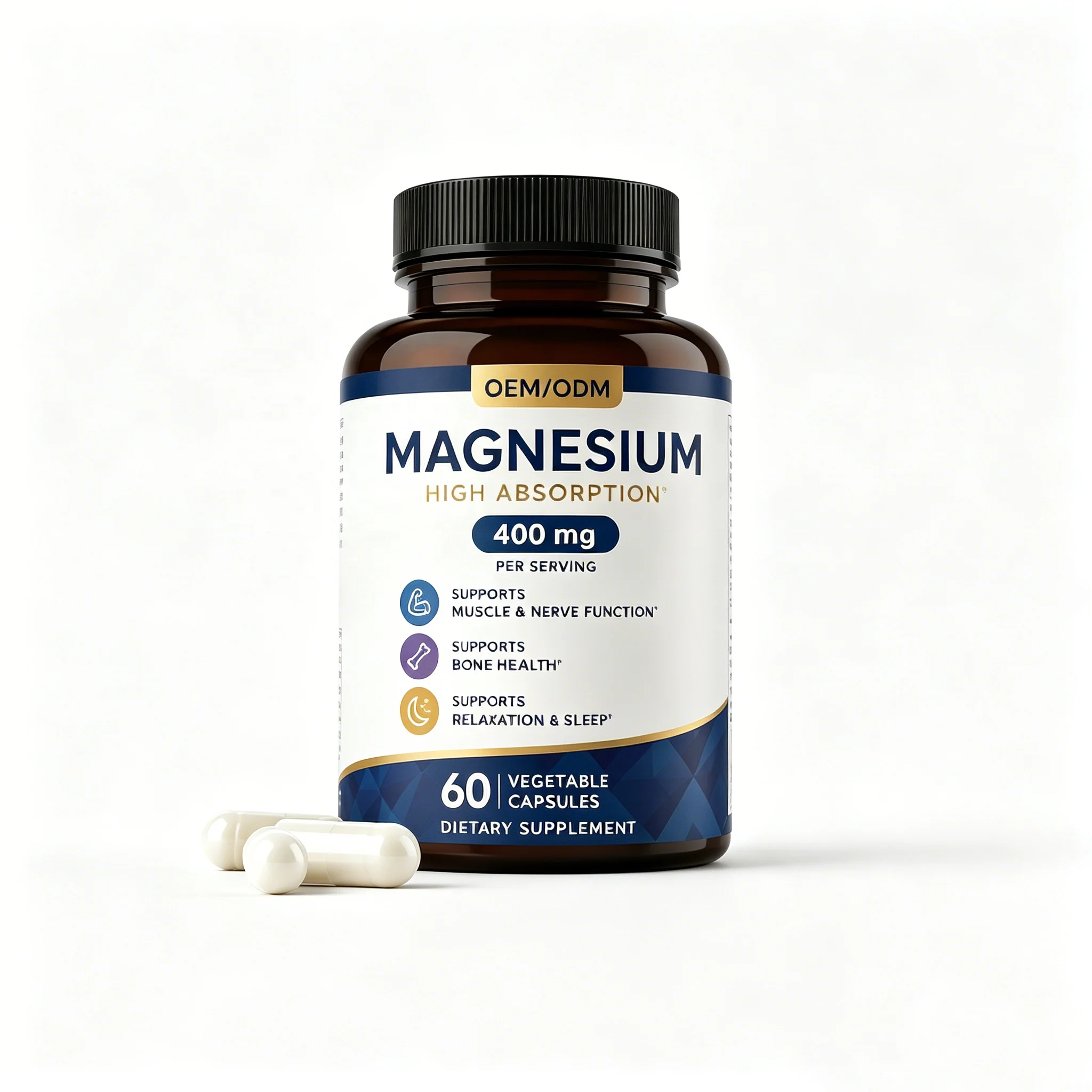 OEM Healthcare Supplements Support Nerve Better Sleep Muscle Recovery Magnesium Capsules Custom Logo