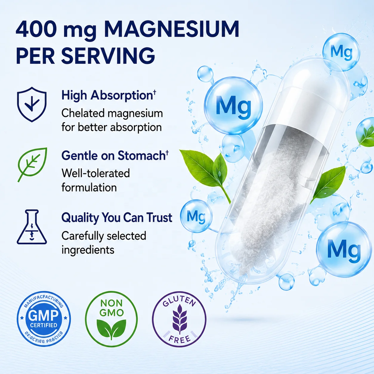 OEM Healthcare Supplements Support Nerve Better Sleep Muscle Recovery Magnesium Capsules Custom Logo