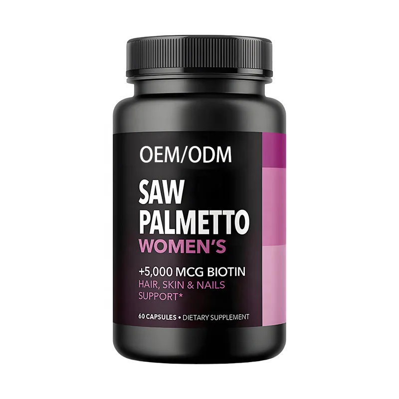 OEM Saw Palmetto Extract Capsules for Female Regulate Hormone Balance Support Urinary Tract Health & Hair Growth