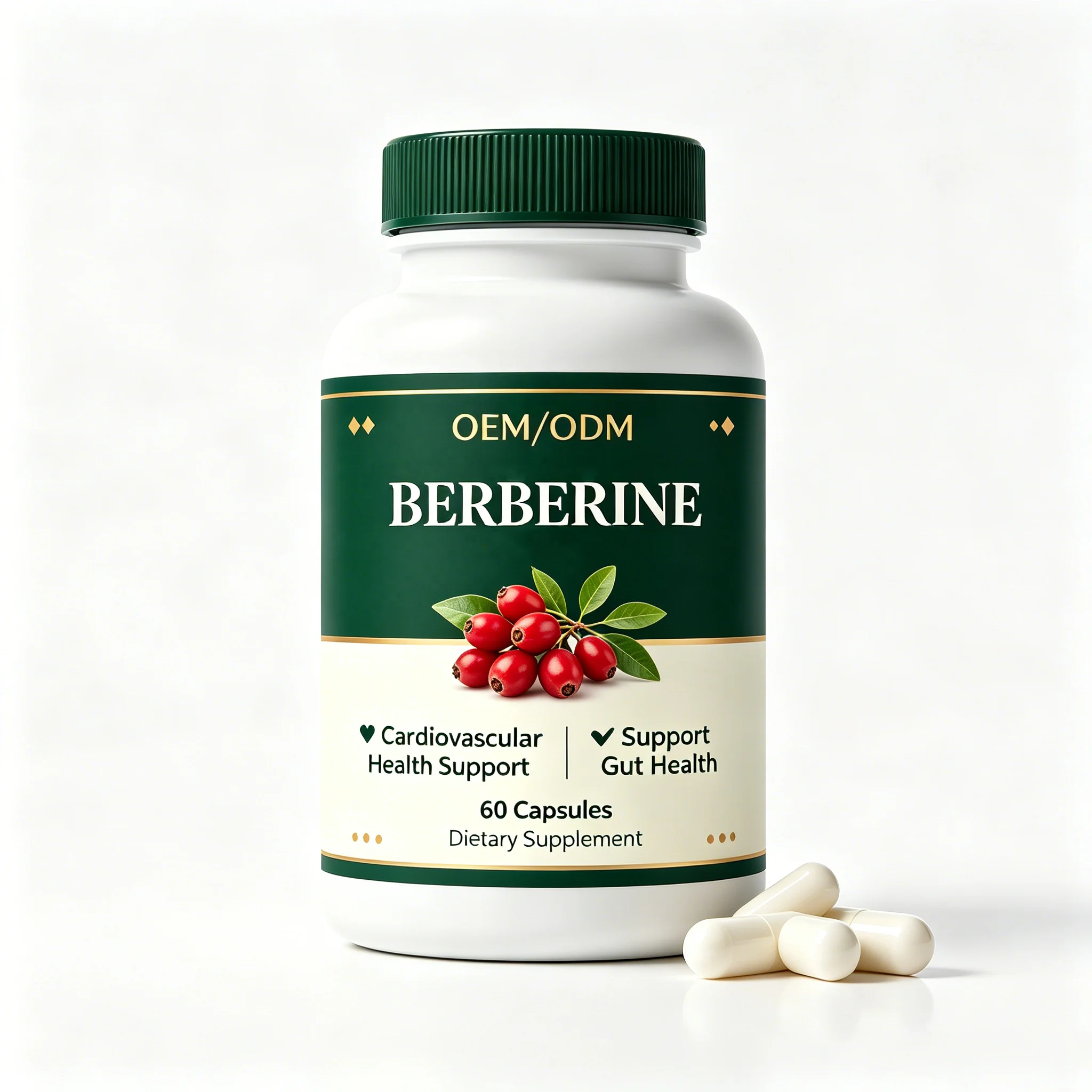 OEM Berberine HCL Capsules with Botanical Extract Supports Metabolism & Heart Health Herbal Supplements