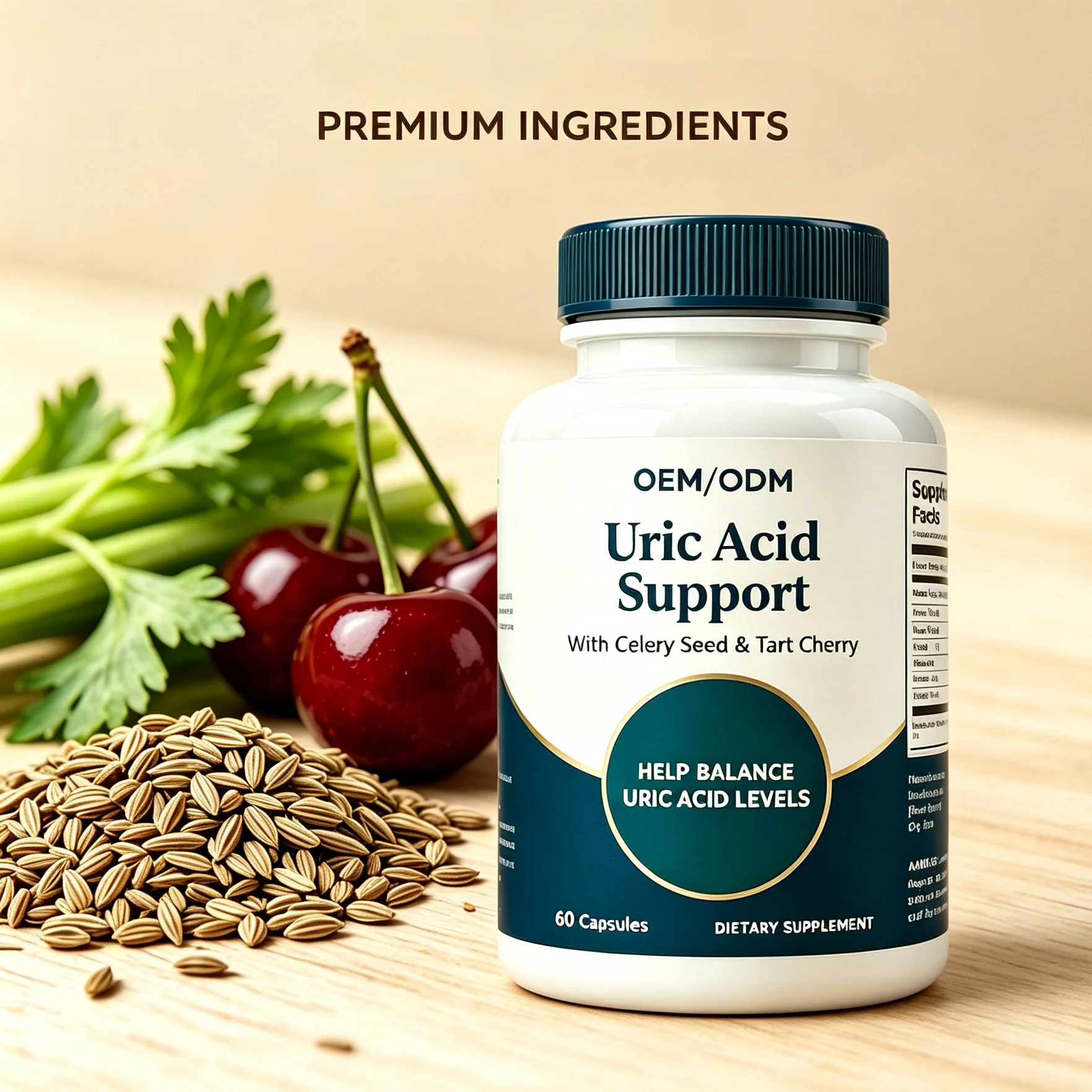 OEM Uric Acid Support Capsules with Celery Seed Extract Tart Cherry Detox Cleanse for Effective Joint Support & Active Mobility