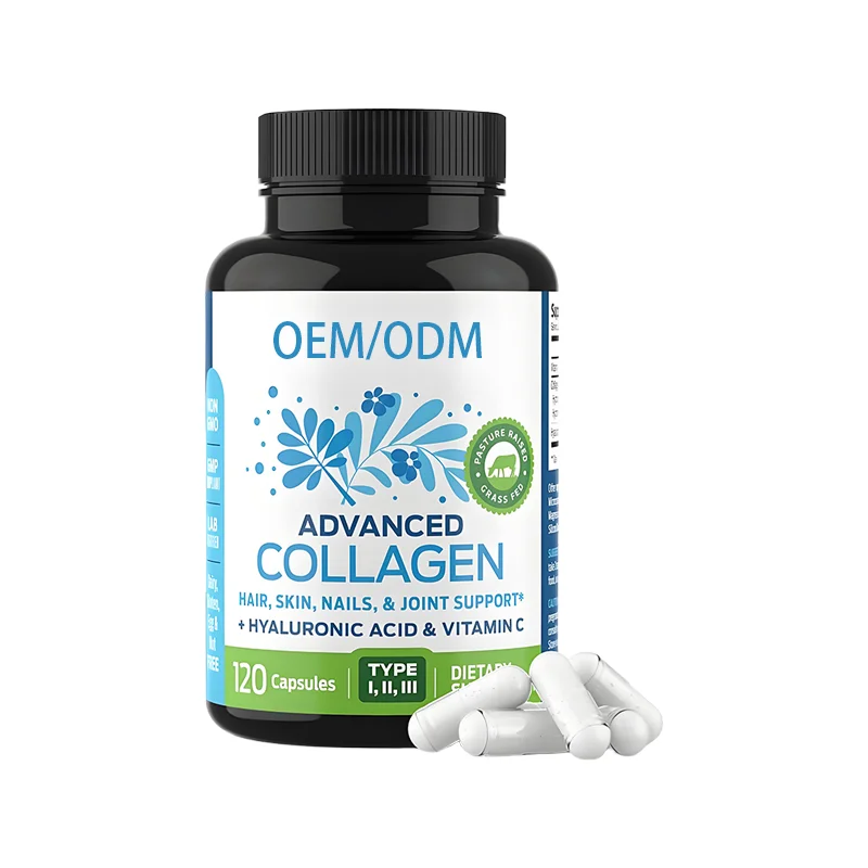 OEM/ODM Multi-Collagen Capsules with Hyaluronic Acid & Vitamin C Skin Hair Nail Bones Joints Support for Adults