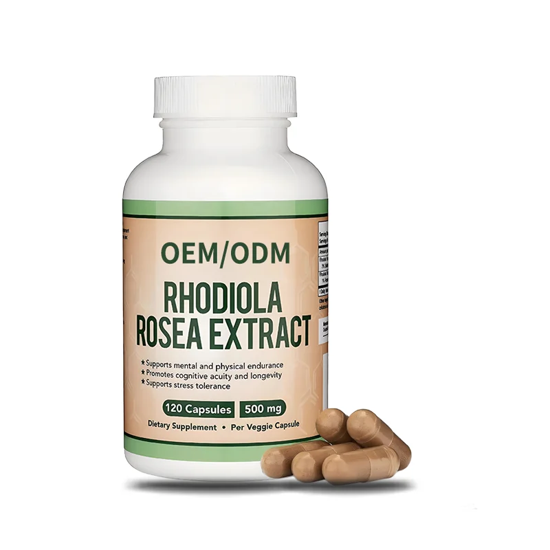 Fatigue Relief & Stamina Support Rhodiola Supplement 500mg Vegan Capsules in 120 Count OEM/ODM Service
