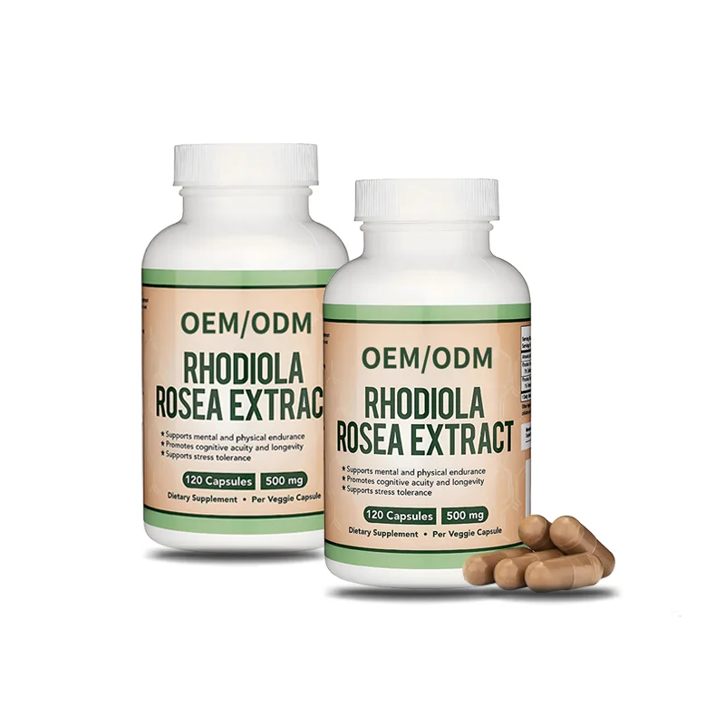 Fatigue Relief & Stamina Support Rhodiola Supplement 500mg Vegan Capsules in 120 Count OEM/ODM Service