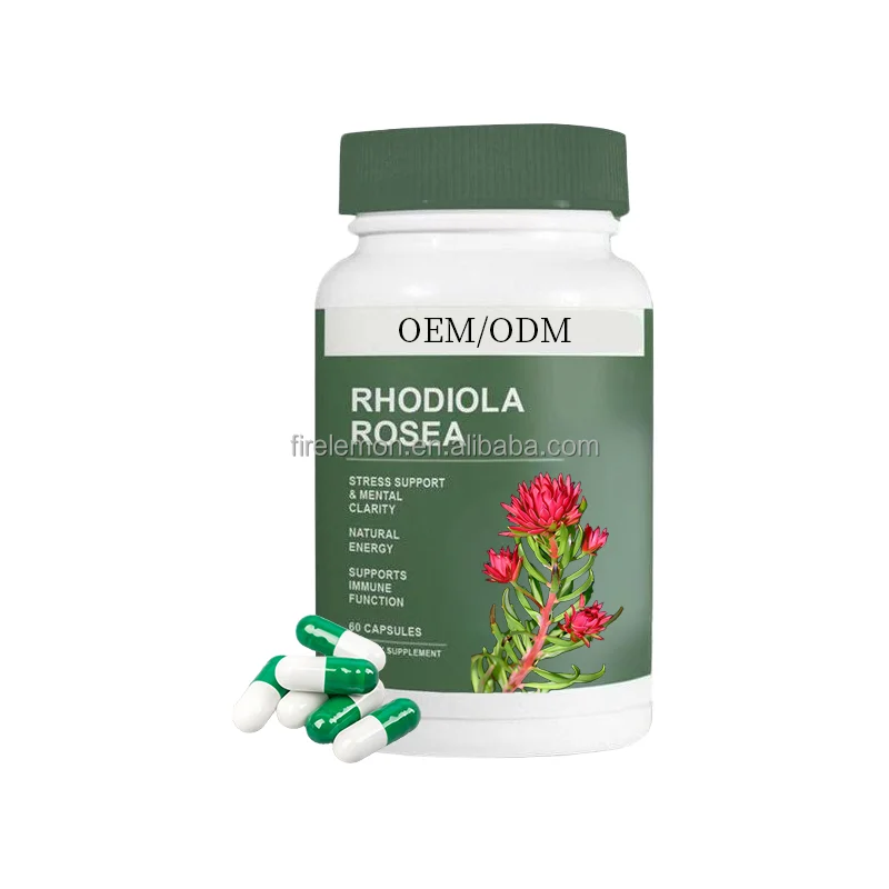 Custom Rhodiola Rosea Extract Rhodiola Herbal Capsules Support Relieves Stress & Enhances Mental Focus Dietary Supplement