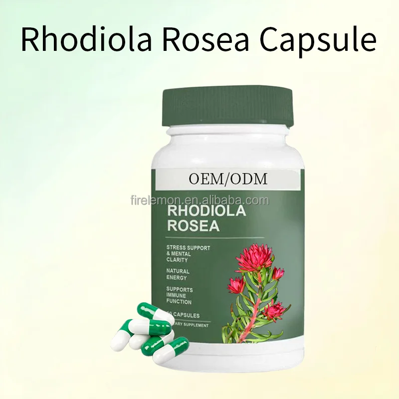 Custom Rhodiola Rosea Extract Rhodiola Herbal Capsules Support Relieves Stress & Enhances Mental Focus Dietary Supplement