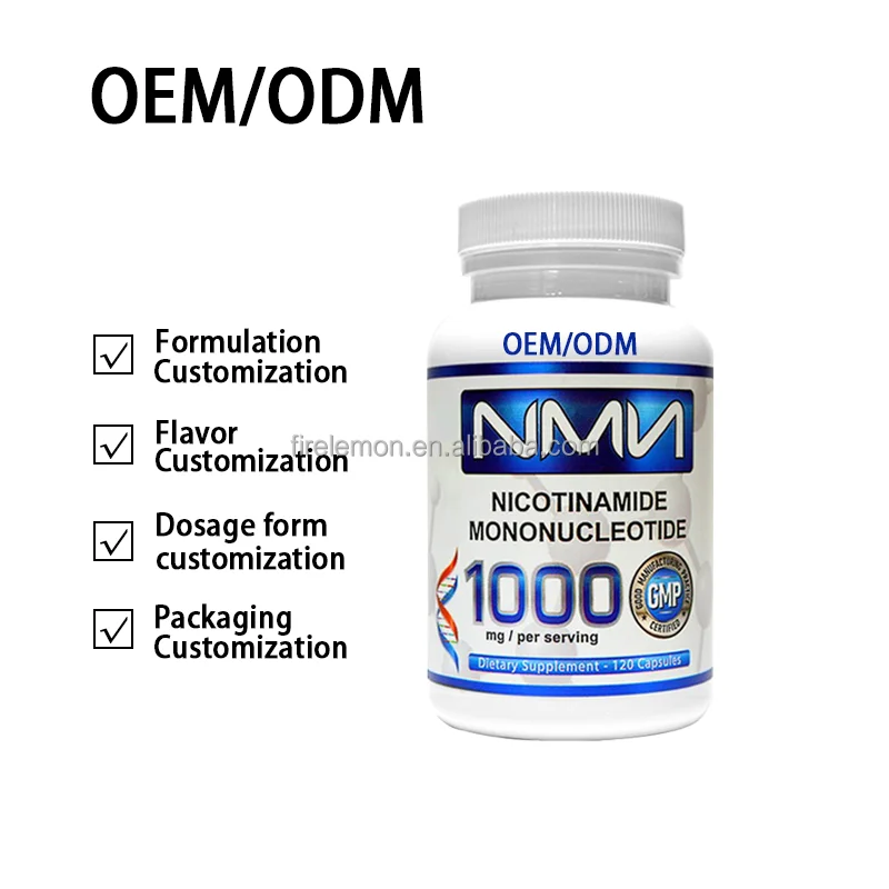 OEM NMN 1000mg Serving High Purity NMN Nicotinamide Mononucleotide NAD+ Precursor Anti Aging Energy Metabolism Support