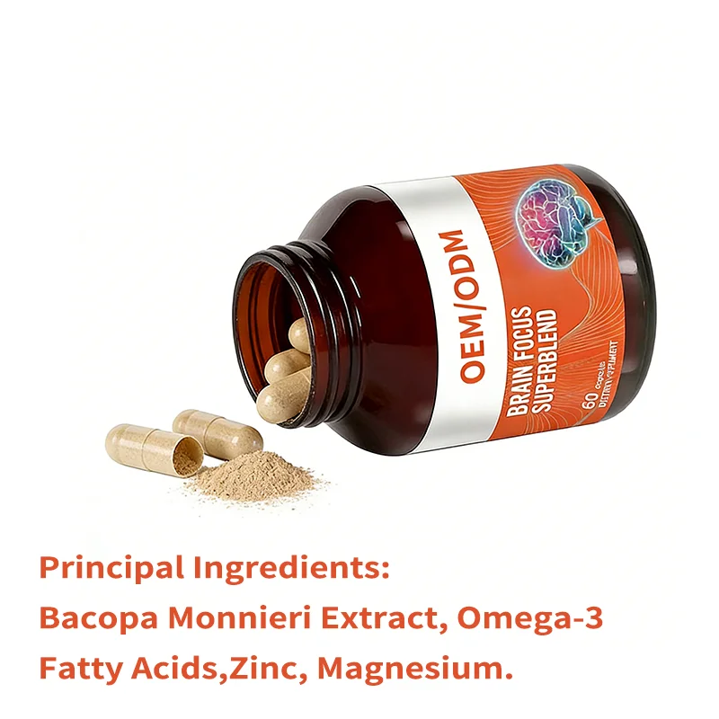OEM ODM Brain Focus Super Blend Formula Capsules Nutritional Supplement Enhances Memory and Concentration Dietary Supplement