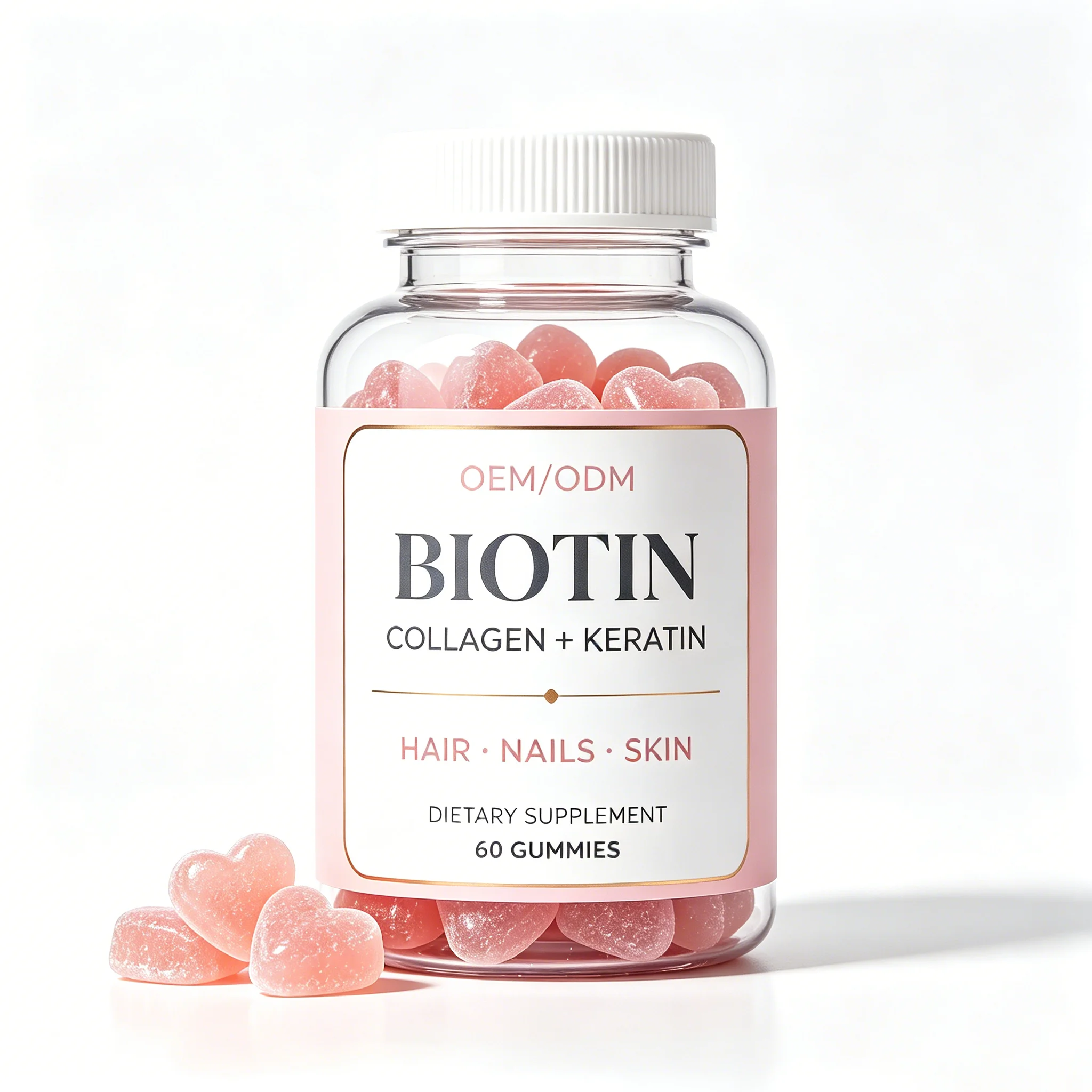 Custom Logo Multivitamin Gummy Nails Skin Care Hair Growth Gummies Beauty Products Biotin Collagen Vitamins Dietary Supplement