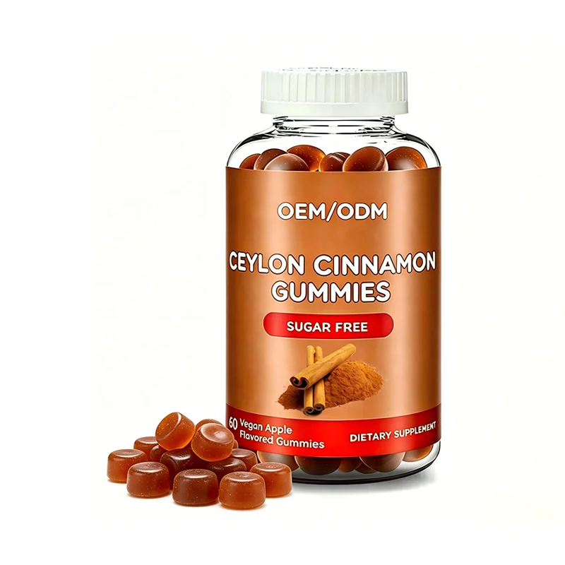 OEM Private Label Ceylon Cinnamon Gummies with MCT Oil for Blood Sugar Support & Metabolism Antioxidant Vegan Supplement