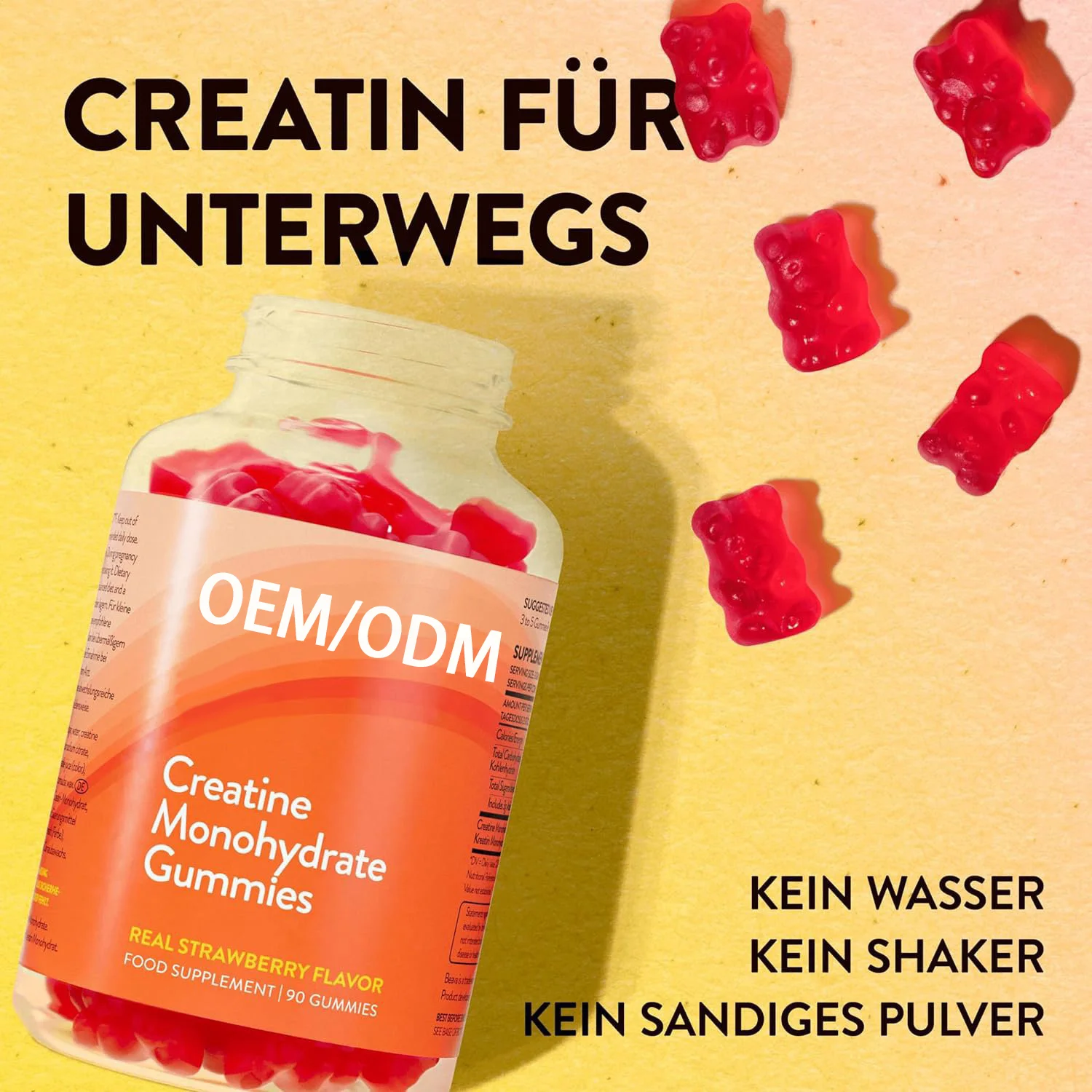 OEM Pre Workout Creatine Monohydrate Gummies Sports Nutrition Health Supplements in Bear & Rubber Bullet Forms Gummy for Adults