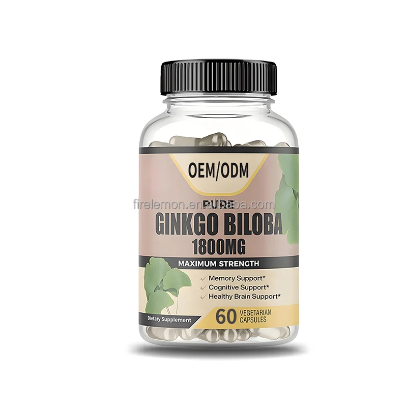 OEM/ODM Ginkgo Biloba Supplements 1800 mg Extra Strength Supports Brain Function Memory Support Ginkgo Biloba Capsules