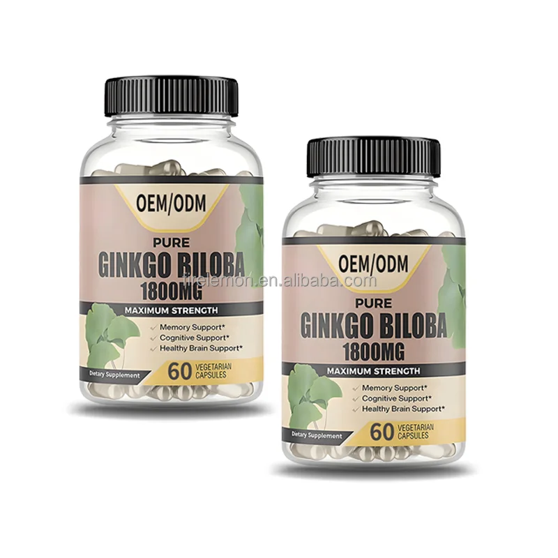 OEM/ODM Ginkgo Biloba Supplements 1800 mg Extra Strength Supports Brain Function Memory Support Ginkgo Biloba Capsules