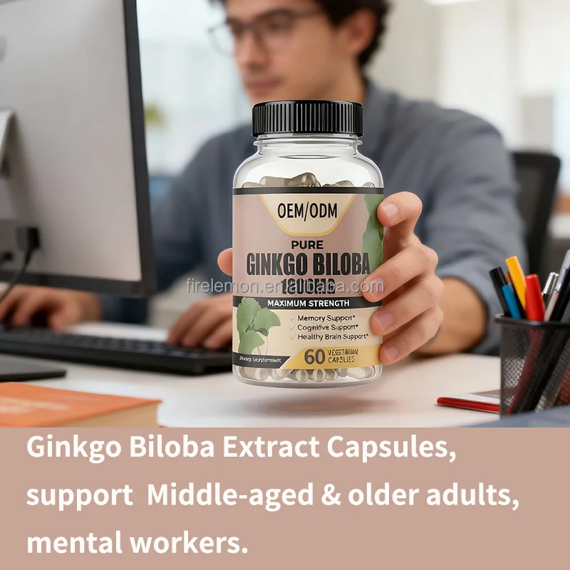 OEM/ODM Ginkgo Biloba Supplements 1800 mg Extra Strength Supports Brain Function Memory Support Ginkgo Biloba Capsules