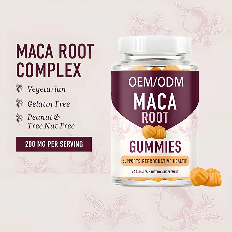 OEM Private Label Women Hormone Balance Supplement Maca Root Gummies PMS Menopause Relief Herbal Supplement