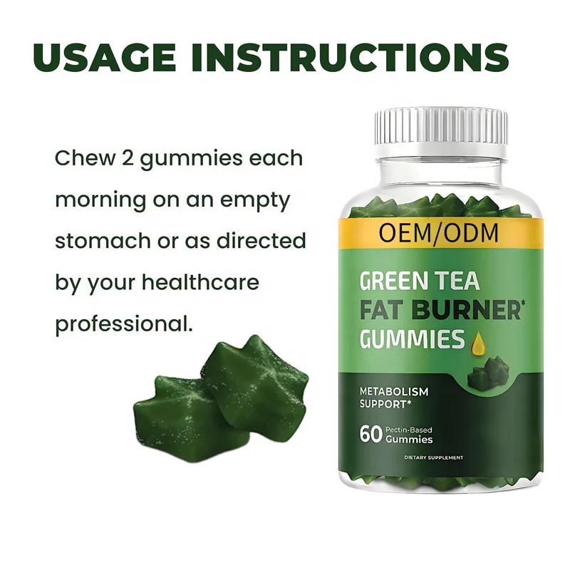 OEM/ODM Green Tea Fat-Burner Gummies Capsaicin EGCG Extract Weight Management Slimming Gummies Food Supplements