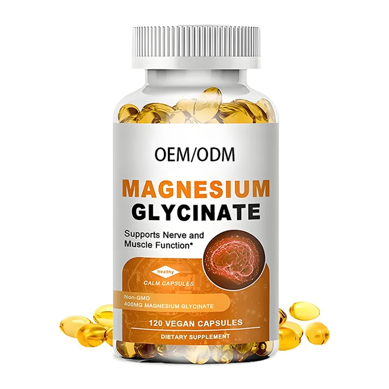 OEM Magnesium Glycinate Supplement Enhance Muscle Relaxation Support Calm Sleep Vitamins Softgel Soft Capsules for Adults