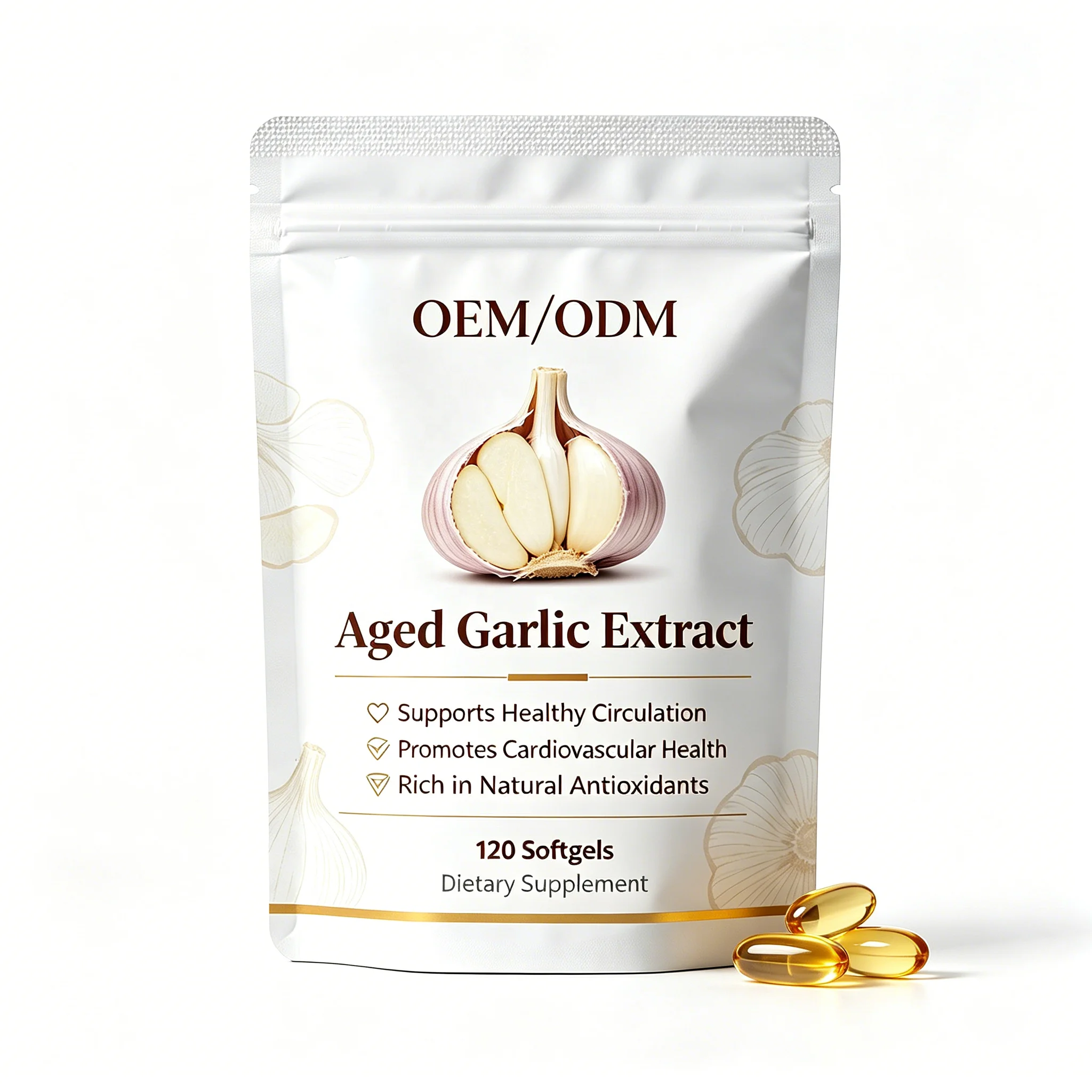 OEM Private Label Aged Garlic Extract Softgel Capsule Support Immune Heart Health Odorless Garlic Oil Softgel