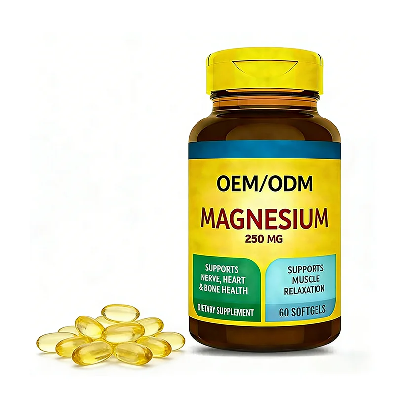 OEM Adult Magnesium Glycinate Softgels with Vitamin B6 & D3 for Nerve Muscle Calm Sleep Support Dietary Supplement
