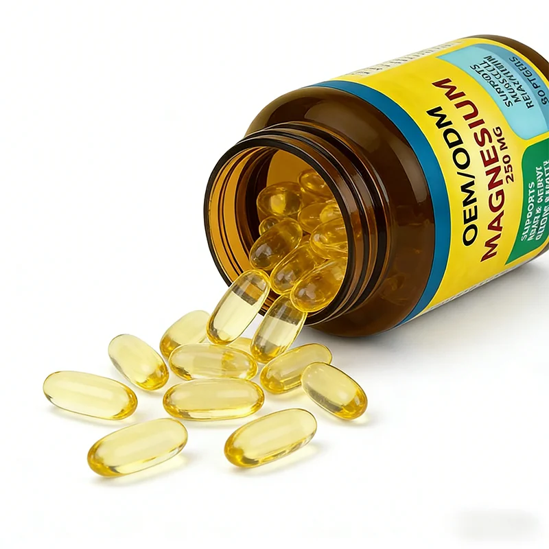 OEM Adult Magnesium Glycinate Softgels with Vitamin B6 & D3 for Nerve Muscle Calm Sleep Support Dietary Supplement