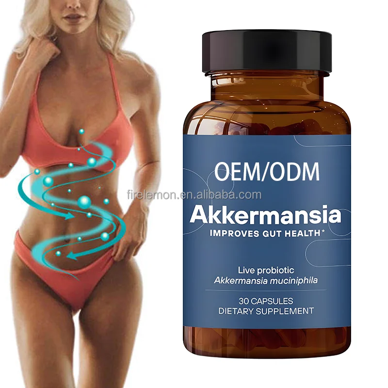 OEM Akkermansia Probiotic with Prebiotic Fiber Capsules Improve Gut Health Strengthens Gut Lining Dietary Supplement