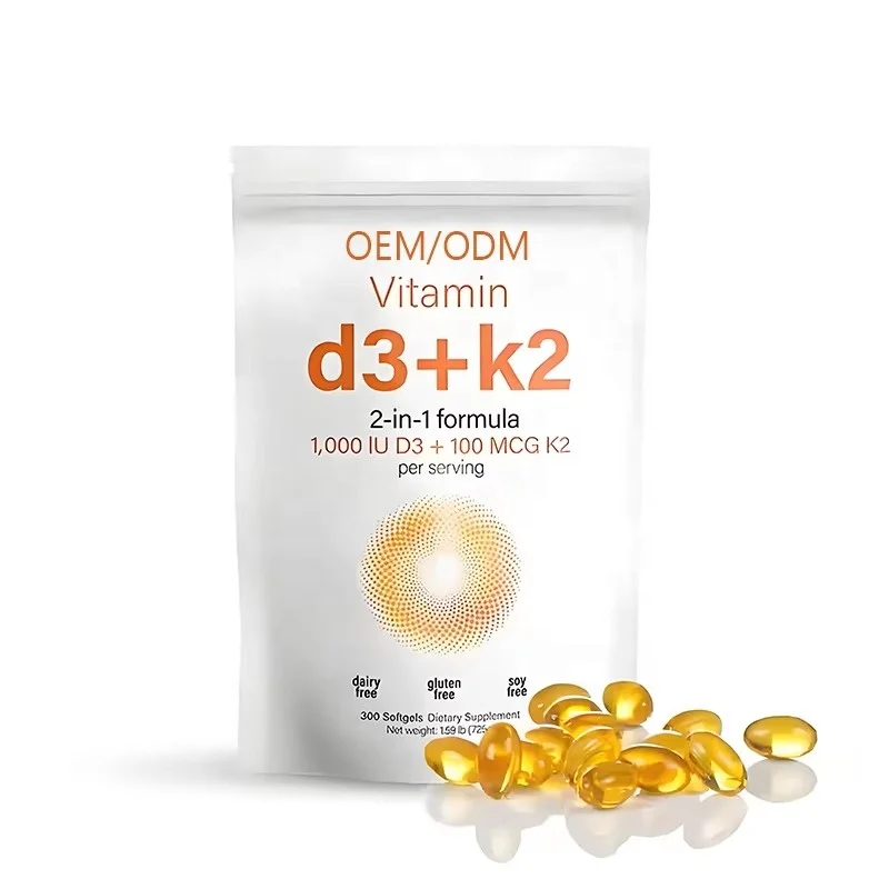 OEM Wholesale D2 K3 Softgels Supplement Vitamins and Minerals to Promote Calcium Absorption Dietary Supplement